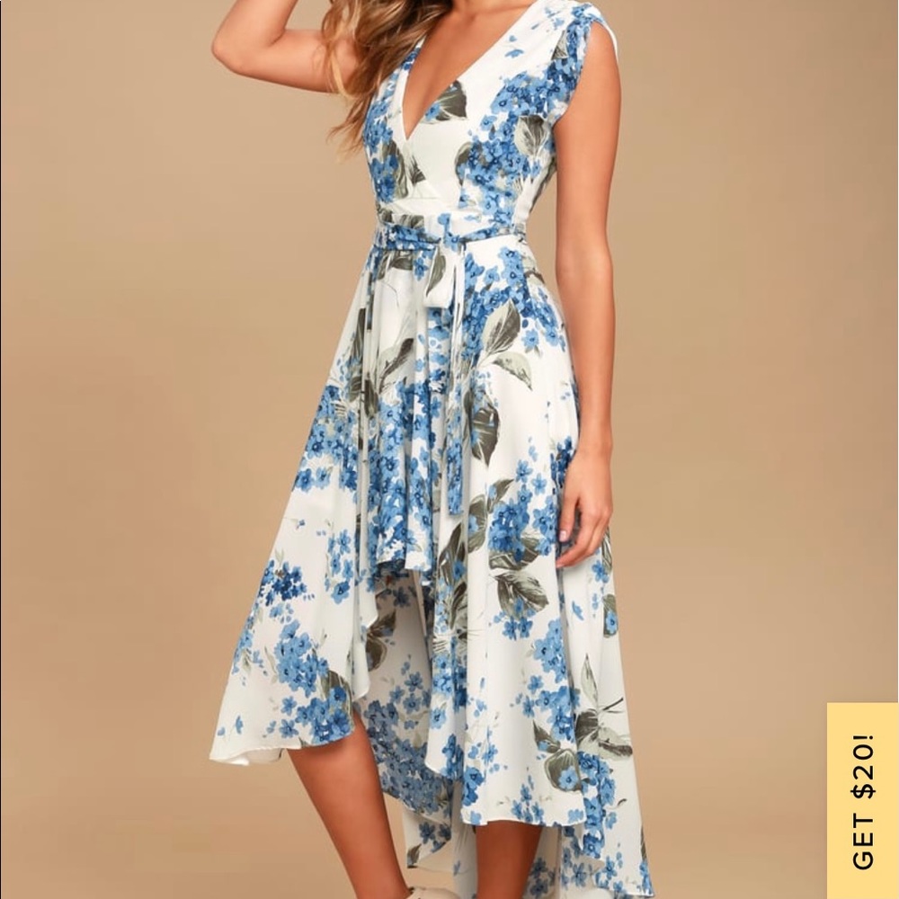 French Countryside White Floral Print High-Low